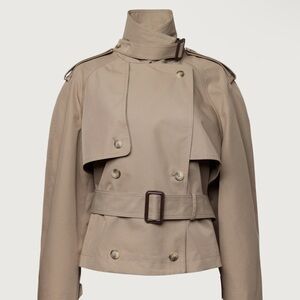 Classic Tan Short Trench Coat - Women's